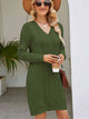 Cable-Knit V-Neck Mini Sweater Dress Trandify deal