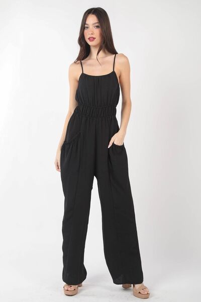 VERY J Pintuck Detail Sleeveless Jumpsuit for Women – Trendy Summer Outfit