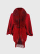 Open Front Fringe Hem Poncho Trandify deal