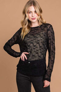 Culture Code Full Size Round Neck Mesh Perspective Top Trandify deal