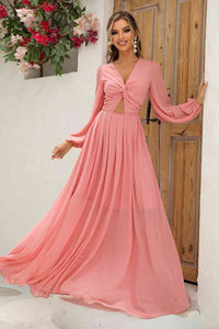 Twist Front Cutout Long Sleeve Dress Trandify deal