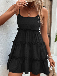 Shiny Frill Spaghetti Strap Tiered Dress Trandify deal