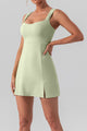 Square Neck Sleeveless Slit Mini Active Dress Trandify deal
