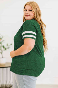 Plus Size Striped V-Neck Tee Shirt Trandify deal