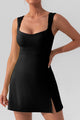 Square Neck Sleeveless Slit Mini Active Dress Trandify deal