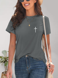Cross Graphic Round Neck T-Shirt Trandify deal