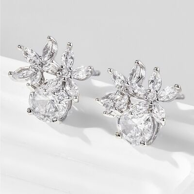 Zircon 925 Sterling Silver Flower Stud Earrings Trandify deal
