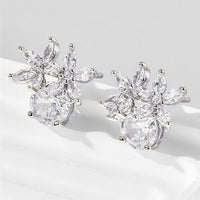 Zircon 925 Sterling Silver Flower Stud Earrings Trandify deal