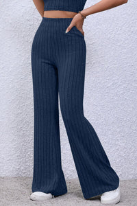 Basic Bae Full Size Ribbed High Waist Flare Pants Trandify deal