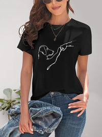 Dog Graphic Round Neck T-Shirt Trandify deal
