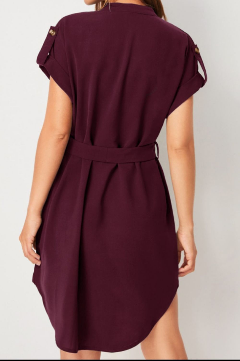 Tied Notched Short Sleeve Dress Trandify deal