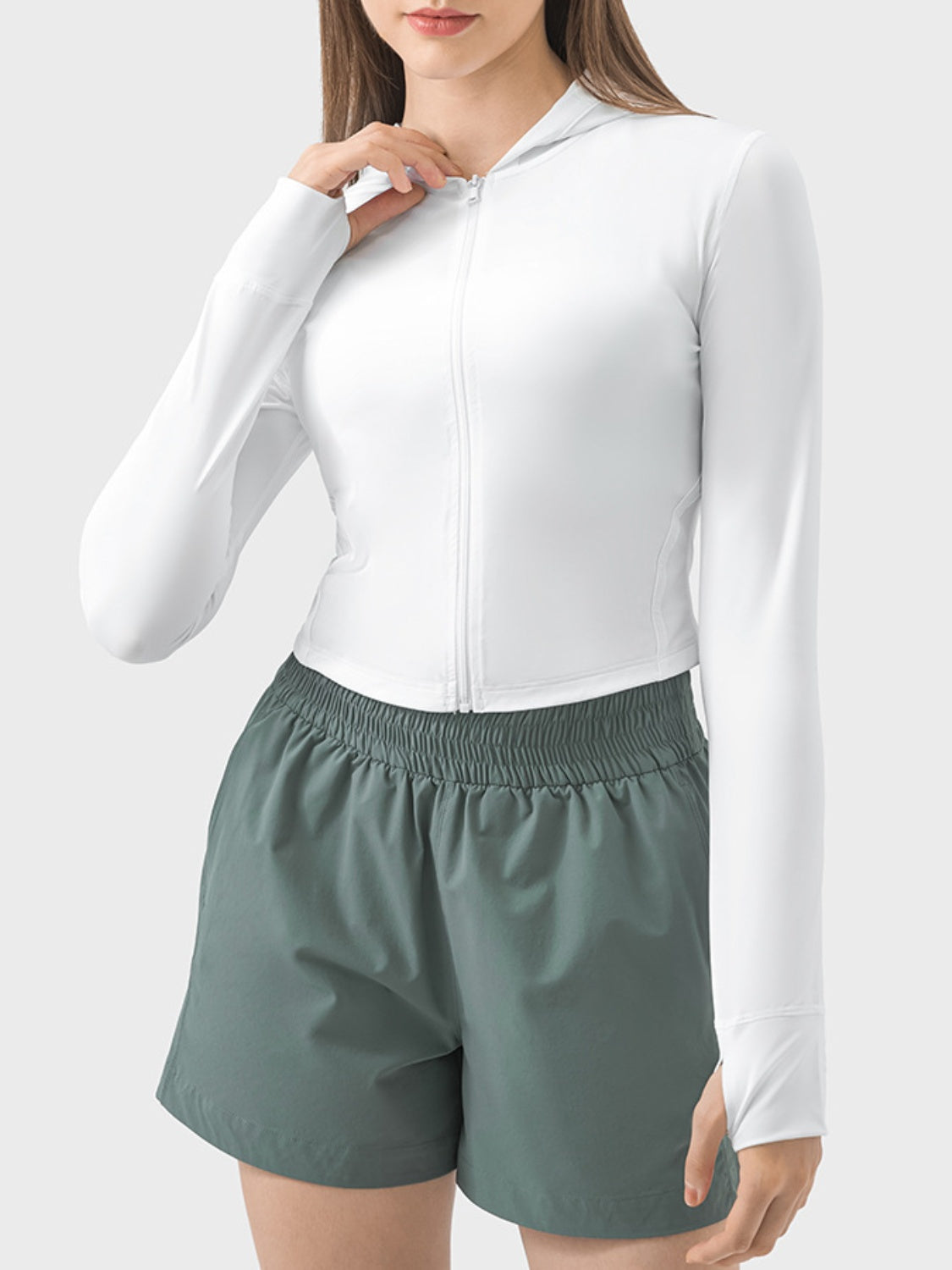 Millennia Zip Up Hooded Long Sleeve Active Outerwear Trandify deal