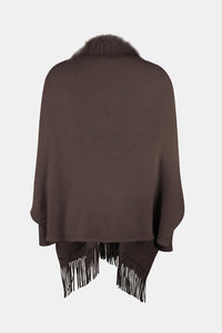 Fringe Open Front Long Sleeve Poncho Trandify deal