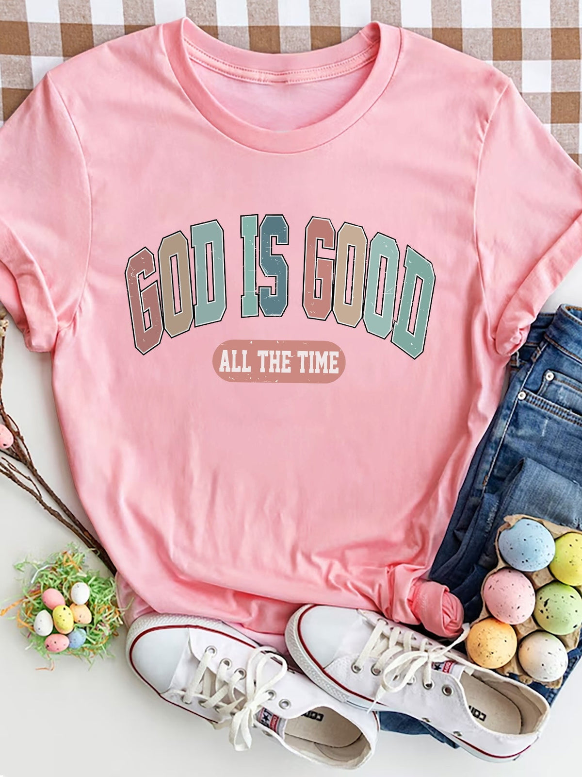 GOD IS GOOD ALL THE TIME Round Neck T-Shirt Trandify deal