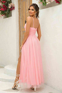 Asymmetrical Ruched Slit Dress Trandify deal