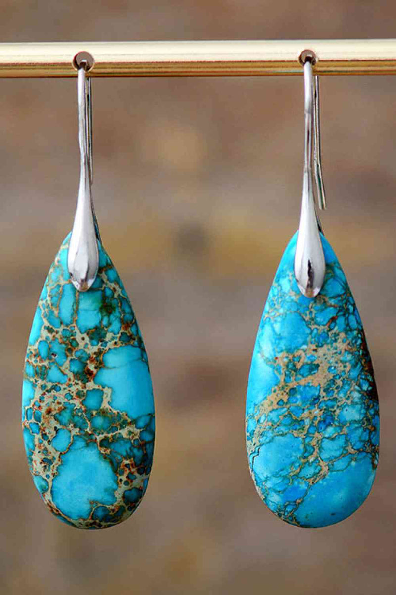Handmade Teardrop Shape Natural Stone Dangle Earrings Trandify deal