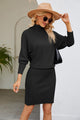 Ribbed Mock Neck Long Sleeve Dress Trandify deal