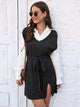 Tie Front V-Neck Sleeveless Slit Sweater Dress Trandify deal