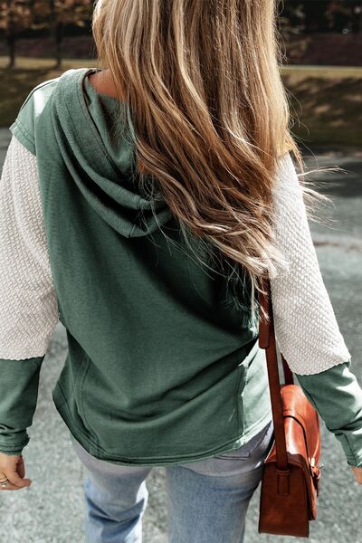 Color Block Dropped Shoulder Hoodie Trandify deal