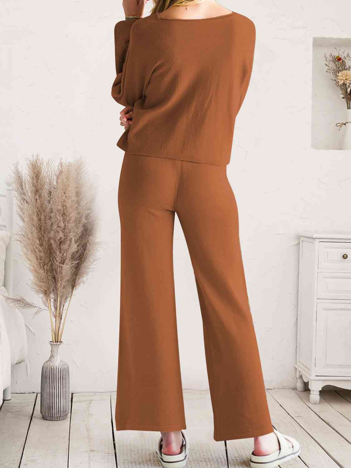 Long Sleeve Lounge Top and Drawstring Pants Set Trandify deal