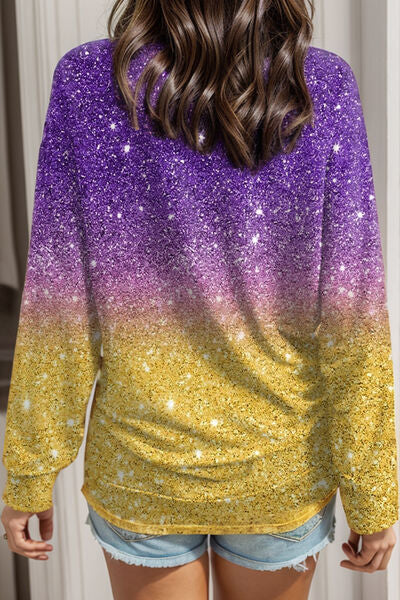 Gradient Round Neck Long Sleeve T-Shirt Trandify deal