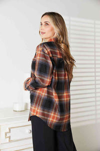 Double Take Plaid Dropped Shoulder Shirt Trandify deal