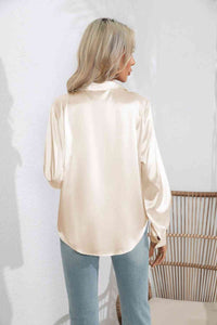 Lapel Collar Button Up Long Sleeve Shirt Trandify deal