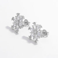 925 Sterling Silver Zircon Snowflake Earrings Trandify deal