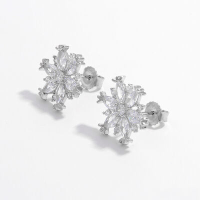 925 Sterling Silver Zircon Snowflake Earrings Trandify deal