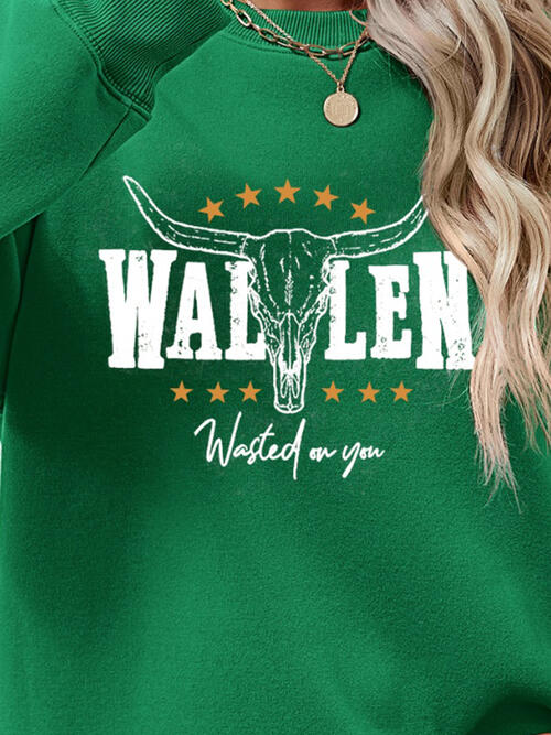 Graphic Round Neck Dropped Shoulder Sweatshirt Trandify deal