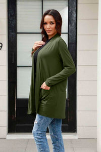 Basic Bae Full Size Open Front Long Sleeve Cardigan with Pockets Trandify deal