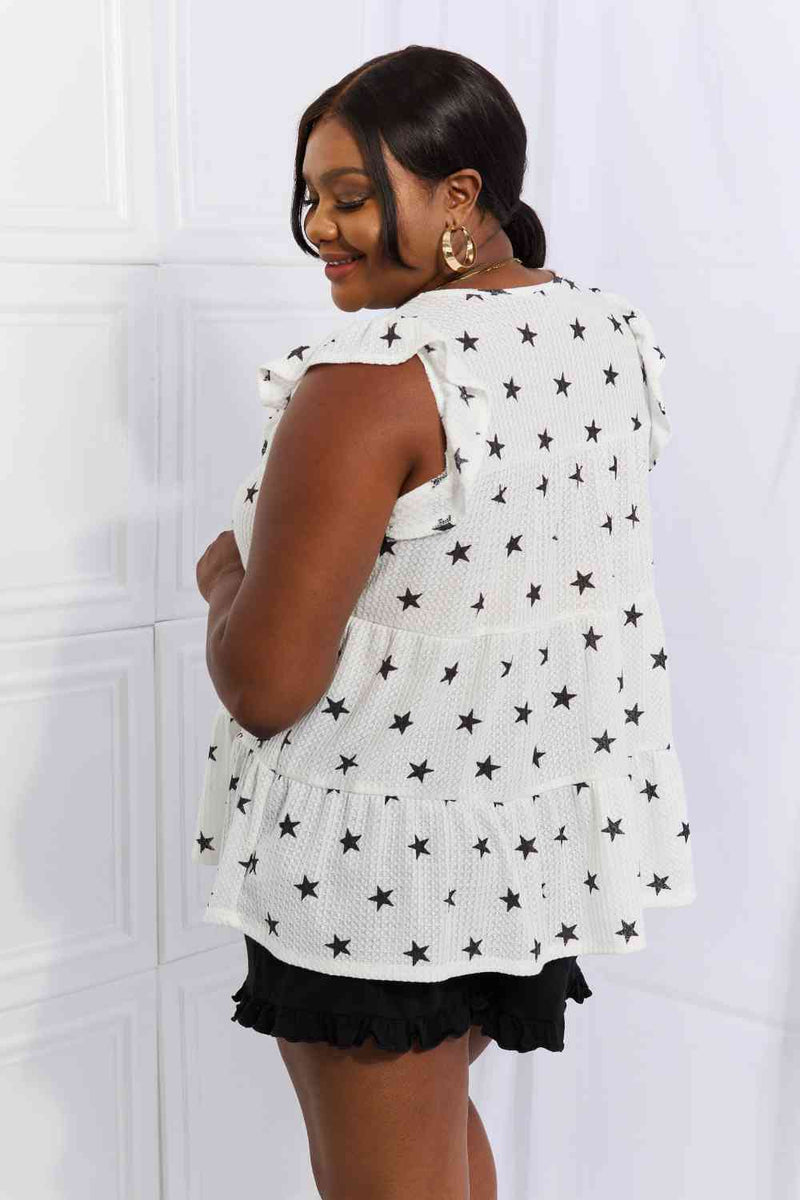 Heimish Shine Bright Full Size Butterfly Sleeve Star Print Top Trandify deal