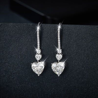 5.44 Carat 925 Sterling Silver Moissanite Heart Drop Earrings Trandify deal