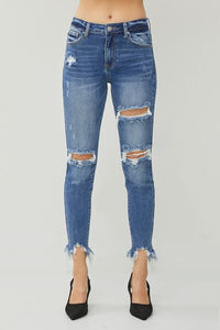 RISEN Distressed Frayed Hem Slim Jeans Trandify deal