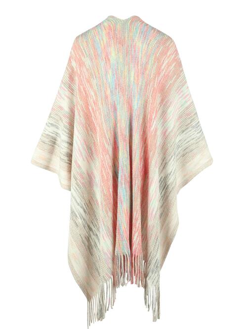 Heathered Fringe Hem Poncho Trandify deal
