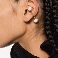 Stainless Steel Imitation Pearl Cuff Earrings Trandify deal