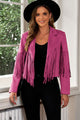 Fringe Trim Lapel Collar Cropped Blazer - Trandify Deal
