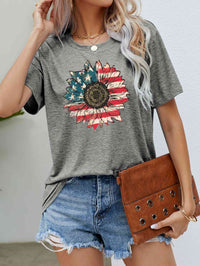 US Flag Flower Graphic Tee Trandify deal