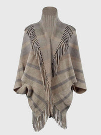 Fringe Detail Open Front Poncho Trandify deal