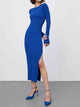 Round Neck Slit Sweater Dress Trandify deal