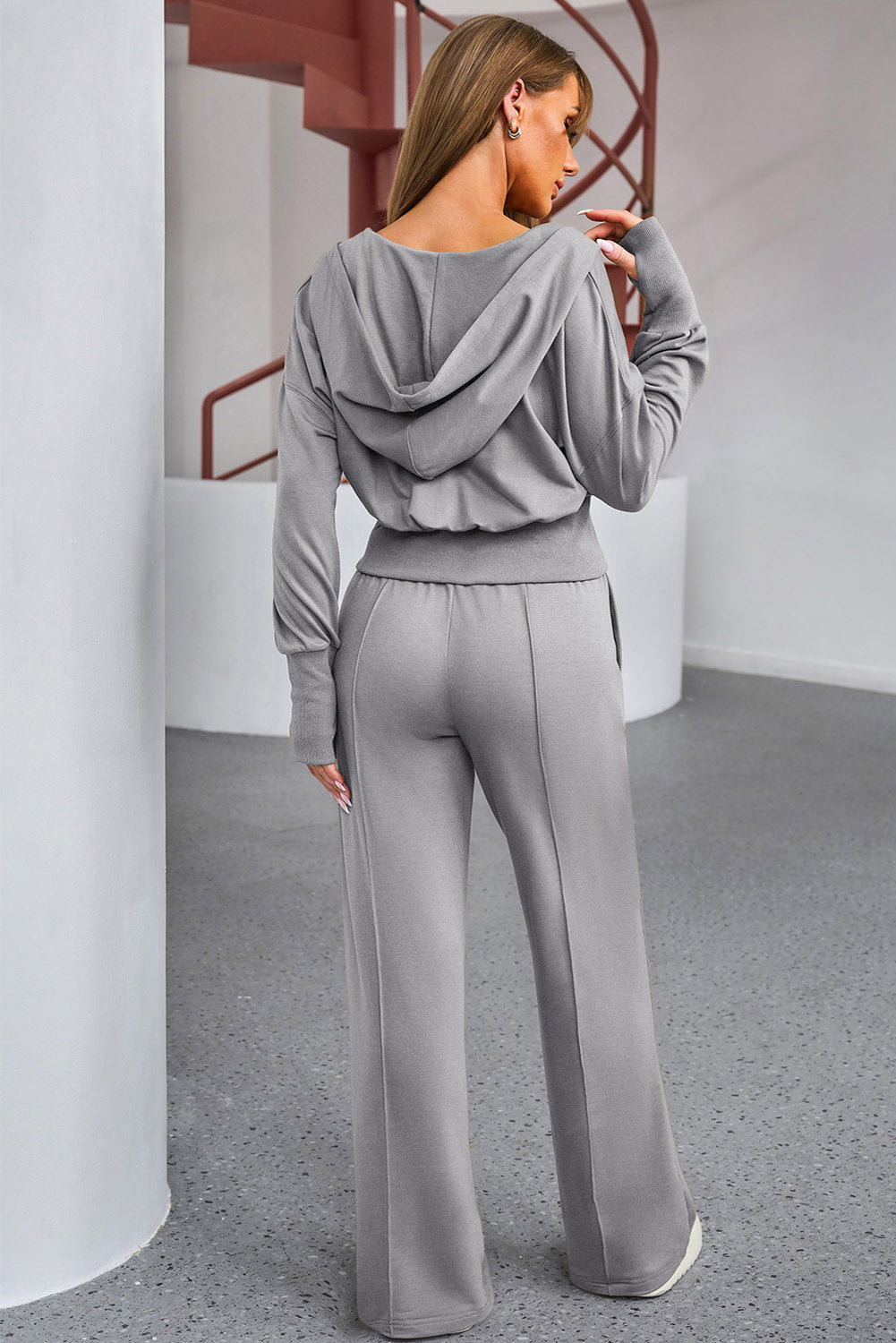 Dropped Shoulder Hoodie and Drawstring Pants Active Set Trandify deal