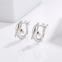 925 Sterling Silver Zircon Dolphin Earrings Trandify deal