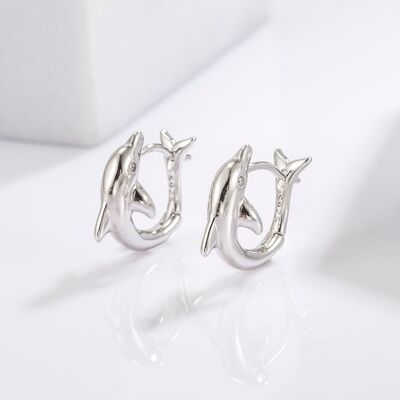 925 Sterling Silver Zircon Dolphin Earrings Trandify deal