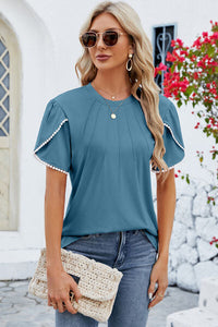 Round Neck Petal Sleeve T-Shirt Trandify deal