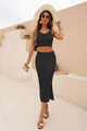Openwork Cropped Tank and Split Skirt Set Trandify deal