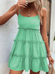 Shiny Frill Spaghetti Strap Tiered Dress Trandify deal