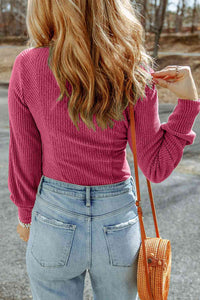 Scoop Neck Long Sleeve Top Trandify deal