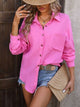 Textured Pocketed Button Up Dropped Shoulder Shirt Trandify deal
