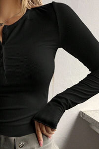 Half Button Long Sleeve T-Shirt Trandify deal