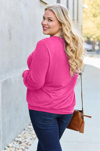 Basic Bae Full Size V-Neck Lantern Sleeve Blouse Trandify deal